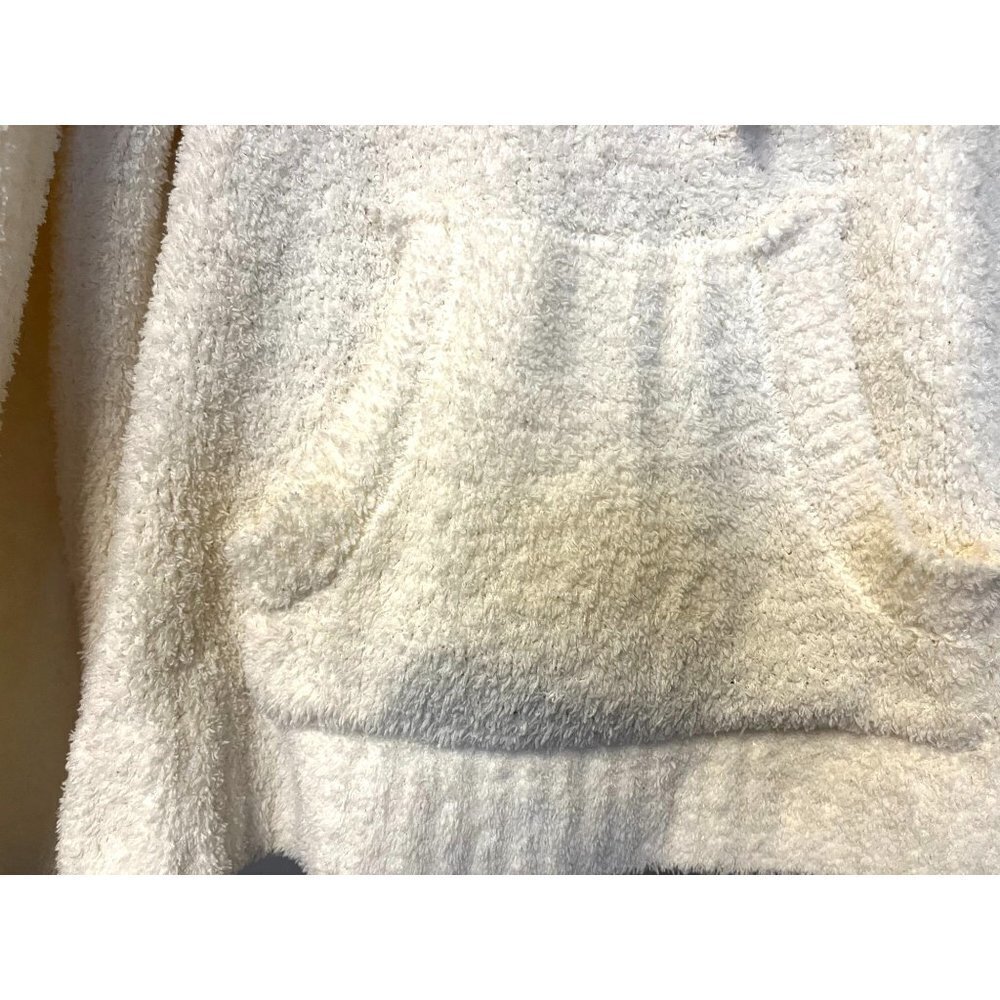 Marled Cream Fuzzy Sweater with Hoodie M - Picture 6 of 10
